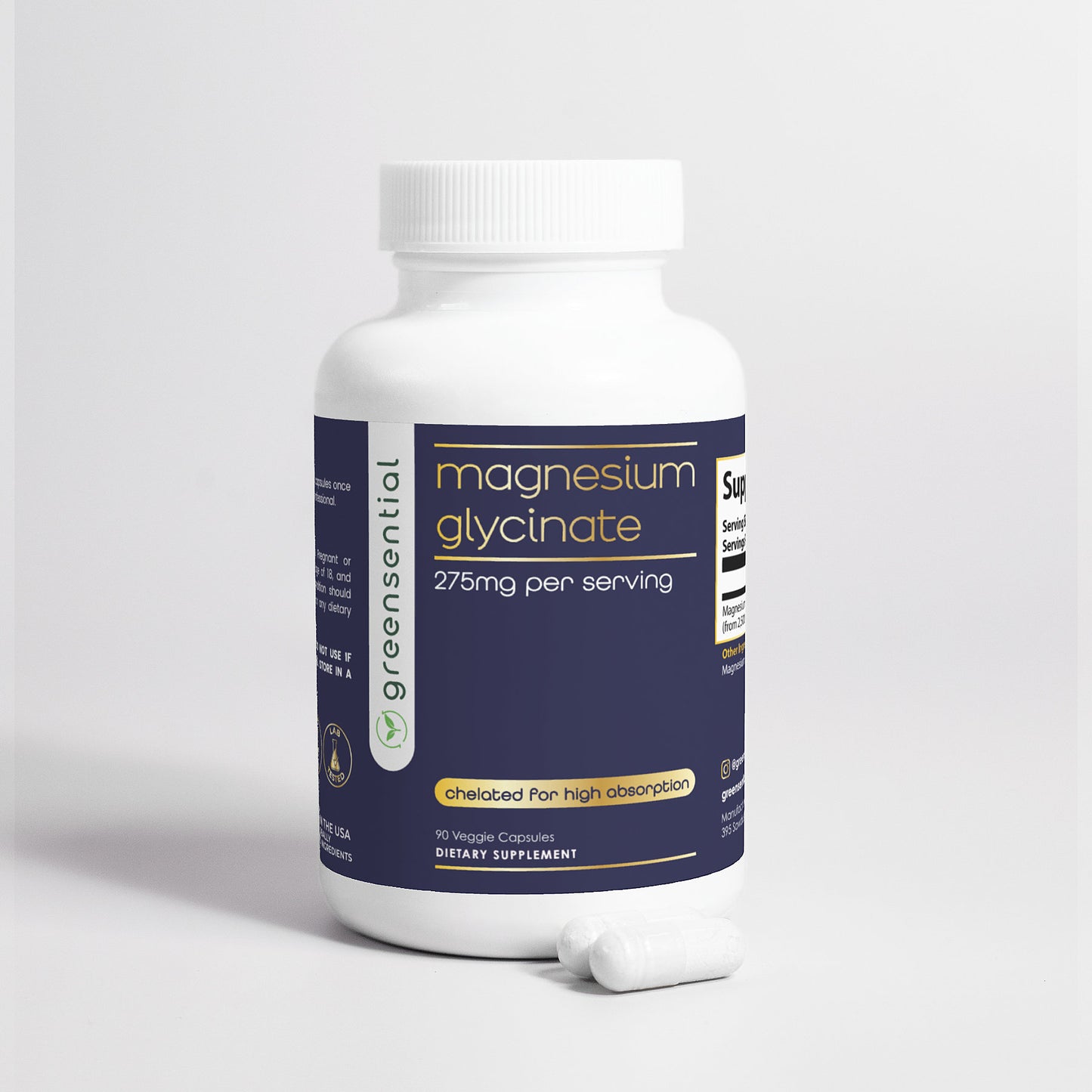 Magnesium Glycinate 275mg - 90 Veggie Capsules