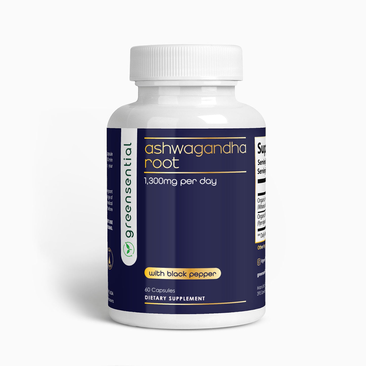 Organic Ashwagandha 1,300mg Daily – 60 Capsules