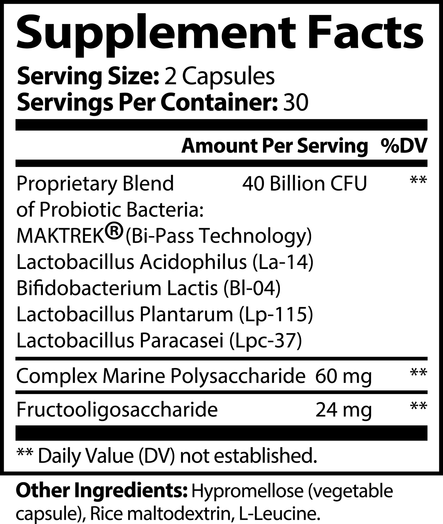 Probiotic 40 Billion with Prebiotics - Powered by Maktrek® Technology